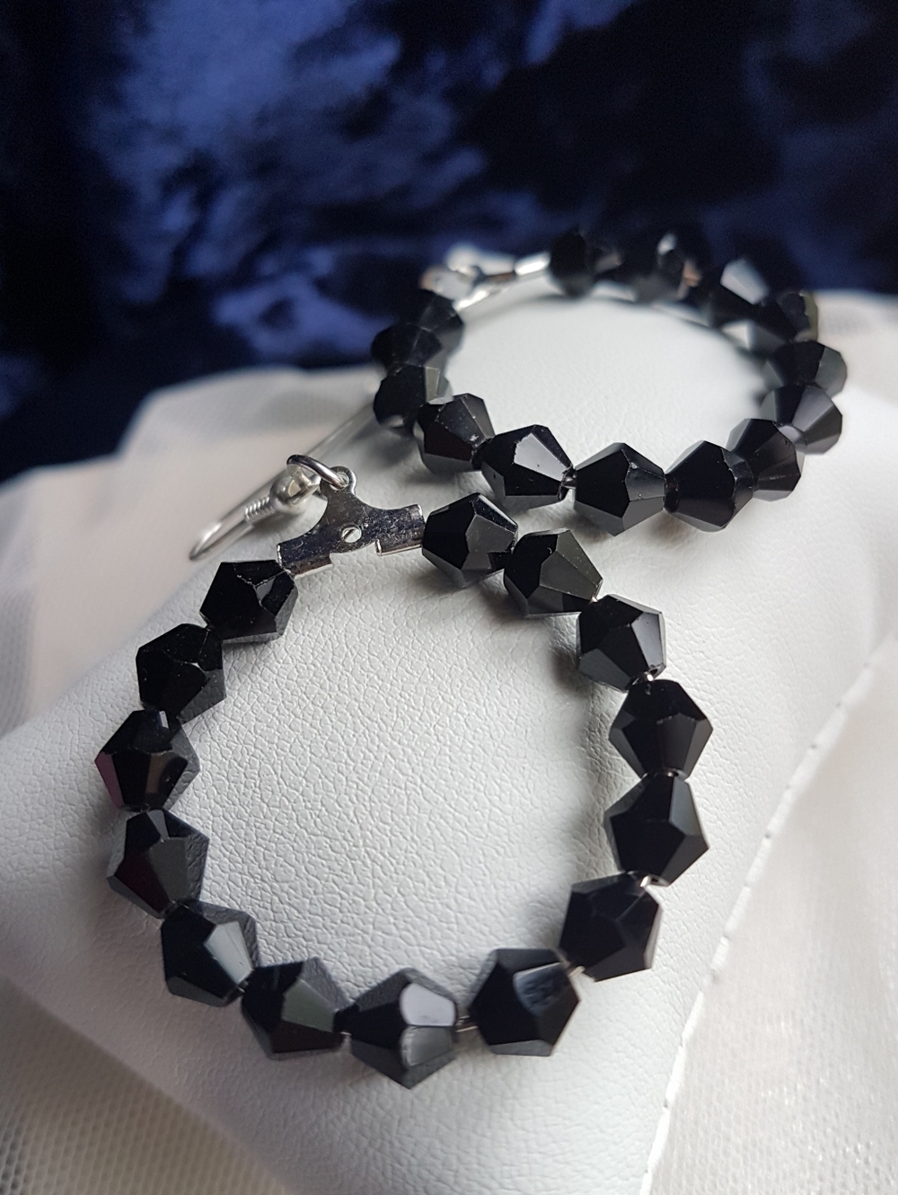 Swarovski Elements Jet Black Crystal Medium Hoop Earrings Handmade NEW